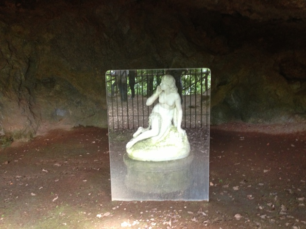 Eve in her grotto at Villa Cimbrone, behind a protective sheet of perspex 