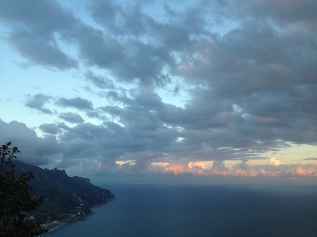 Evening sky over the Amalfi Coast, from Ravello
