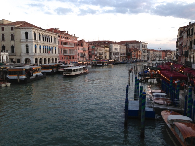 The Grand Canal from the Rialto Bridge, in fading evening light